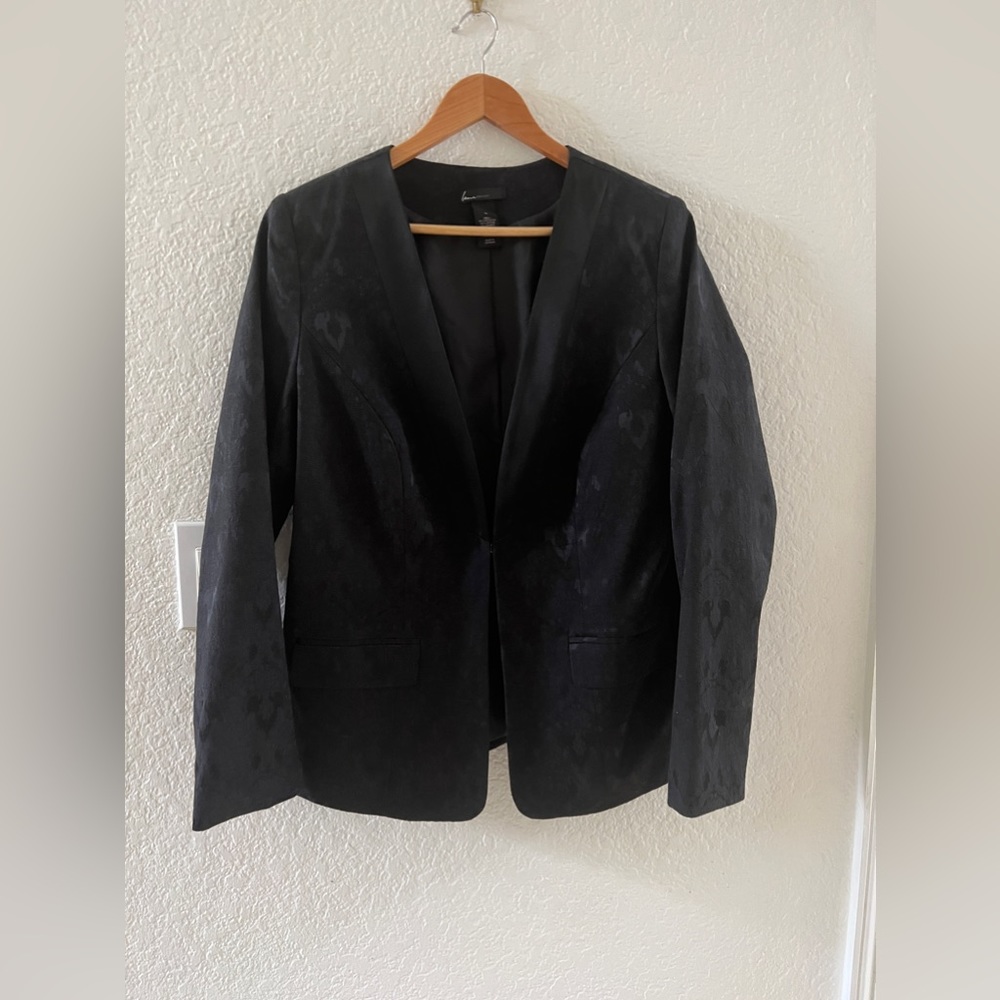 Women’s Blazer, Lane Bryant, Black w/Monochromatic Design, Size 14